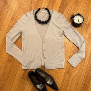 J. Crew Light Grey Merino Cardigan with Jeweled Buttons